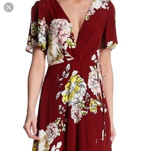 Astr red rust wrap dress